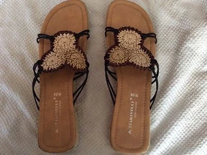 A. Marinelli Braun & Beige Slipper Sandalen. Größe 9,5 M. Made in Spain. Neu ohne Etikett - Bild 1 von 4