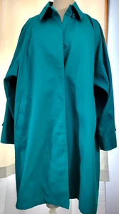 London Fog womans Size 12R Green with Navy trim/lining Lightweight Raincoat - Picture 1 of 9