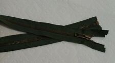 27 inch Dark Olive / Army Green & Antique Brass #5 YKK Zipper Separating New!