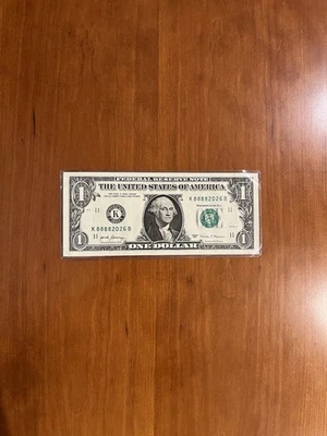 Lucky 8888 Serial Number Dollar Bill Serial 88882026 2026 Lunar New Year Money - Image 1 of 4