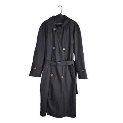 BILL BLASS Belted Wool Blend Fleece Zip Double Breasted Long Trench Coat 36 R - Image 1 of 4