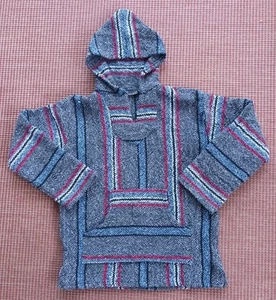 Hoodie Baja Mexican Poncho Drug Rug Child size Med/Large surfer skater striped - Picture 1 of 3