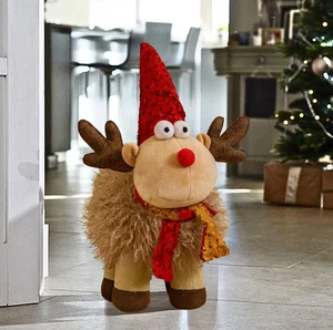 Fermaporta renna peluche natalizio decorazione natalizia grande decorazione casa cervo - Foto 1 di 24