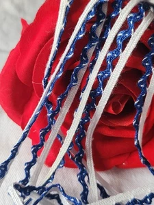 Antico Treccia Bianco Blu Bordo 5 Metri 50 Su 0,8 CM A Max A5 - Picture 1 of 1