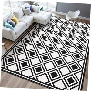 Area Rug for Living Room Bedroom, 5x7 and White Checkered 5 x 7 Feet Black - Picture 1 of 8