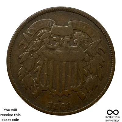 1868 2 Cent Piece X-1379 - Image 1 of 3