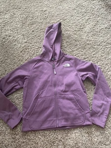 The North Face Flashdry Hoodie Girls Medium Logo Fleece Hooded Sweatshirt Zip Up - Picture 1 of 15