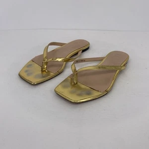 J Crew Damen-Flip-Flop-Sandale goldfarben metallic eckige Zehenpartie Größe 8 - Bild 1 von 5