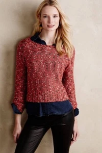 Anthropologie JOHN + JENN melierter kurz geschnittener Pullover Sweater, Größe Large neu in Verpackung - Bild 1 von 1