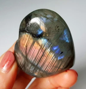 RARE 39.3G Natural Rainbow Labradorite Heart Crystal Rough Polished HEALING E163 - Picture 1 of 12