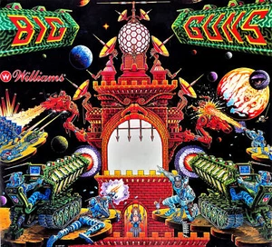 Máquina de pinball Williams Big Guns juego vidrio trasero translite original de lote antiguo - Imagen 1 de 13