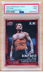2021 UPPER DECK AEW CM PUNK DEBUT DATES RED #D/50 PSA 9 MINT WWE POP 1 - Picture 1 of 2