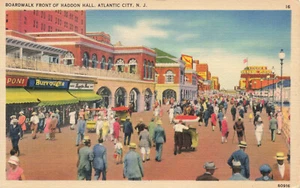 DE COLECCIÓN ATLANTIC CITY NJ LINO POSTAL PASEO MARÍTIMO NY HADDON HALL 021722 R - Imagen 1 de 2