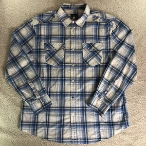 Marc Ecko Herren Cut & Sew Langarm Hemd weiß/blau Gr. XL Button Down - Bild 1 von 12
