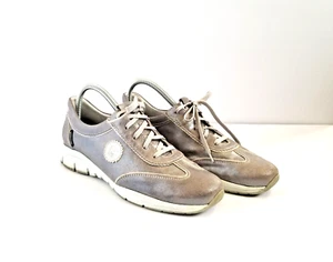 MEPHISTO Yael Metallic Gold Leather Sneakers US 9 UK 6.5 Lace Up Sparkly Comfort - Picture 1 of 14