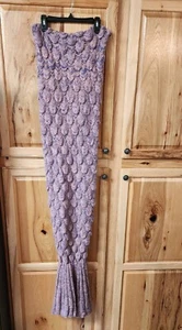 MERMAID TAIL Blanket Throw Purple Crochet W Foot Hole 80 Inches Long - Picture 1 of 3