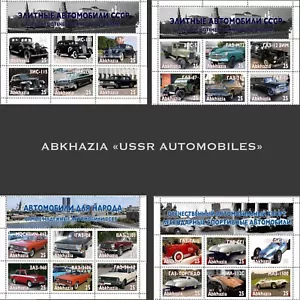 Blocco francobolli Abkhazia URSS Automobili 4 blocchi completo - Foto 1 di 1