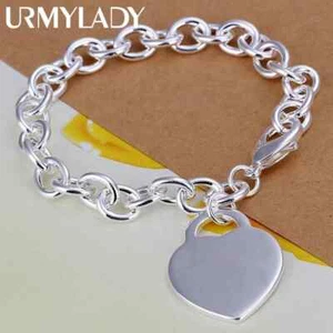 Beautiful 925 sterling silver Jewelry Bracelets Charms heart cute women - Picture 1 of 4