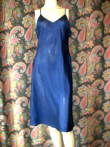 Vintage Navy Blue Light Weight Silk Sheath Slip Lingerie 38