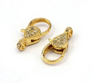 14K Solid Gold Genuine Diamond Lobster Lock For Necklace Jewelry Finding Supply. - Picture 1 of 11