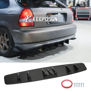 33" Rear Bumper Diffuser Splitter Spoiler 7-Fins Gloss For Honda Civic EG EJ EK - Picture 1 of 13