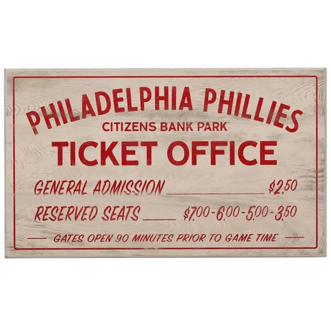 Philadelphia Phillies Vintage Ticket Office Wood Wall Decor Cover