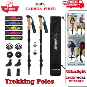 Carbon Fiber Trekking Poles Ultralight Collapsible Walking Hiking Sticks Nordic - Picture 1 of 8