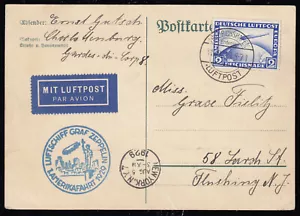 Zeppelin 1929, 1. Amerikafahrt,DR 423 auf Karte 31.7.29, Sieger 27 A - Bild 1 von 2