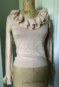 Lauren Ralph Lauren Kaschmir Seide Pullover S Blush Ballerina Rüschen Nude Blush - Bild 1 von 12