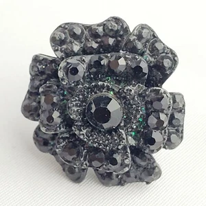 Anello VT enorme fiore pietra nera e verde donna misura 5 - Foto 1 di 6