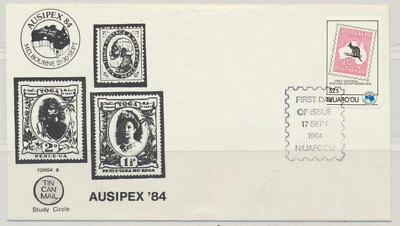 Niuafo’ou Sc. 48 Australia Sc. 15 Ausipex '84 Tin Can Mail Study Circle 1984 FDC - Image 1 of 2