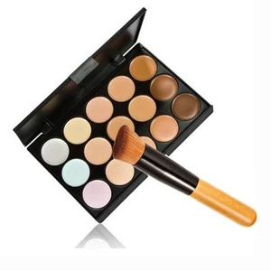 New 15 Colors Contour Face Cream Makeup Concealer Palette + Powder Brush - Picture 1 of 5
