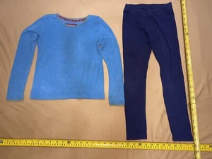 Kids Blue Long Sleeves Top & Leggings Size 7 - Picture 1 of 3
