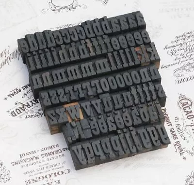 a-z alphabet 1.06" letterpress wooden printing blocks wood type Vintage printer. - Image 1 of 2