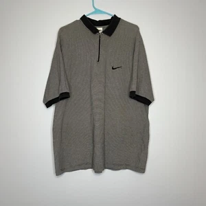 Nike Men Vintage '90s Quarter Zip Ribbed Collar Short Sleeve Polo Shirt Gray 2XL - Picture 1 of 5