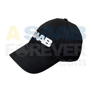 SAAB HAT LOGO TEXT - BLACK - BASEBALL CAP NEW GENUINE OEM DEALER ACCESSORY - Picture 1 of 6