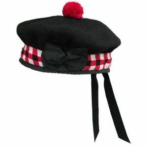 100 % reine Wolle schottischer Balmoral gewürfelter Hut rot, weiß & schwarz Balmoral 52 bis 64 - Bild 1 von 4