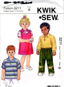 Uncut Kwik Sew Sewing Pattern Toddler Pullon Pants Top Pullover Dress Size 1- 4 - Picture 1 of 2