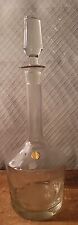 15" Vintage Clear Glass Decanter Bottle With Stopper Etched Flowers Vines