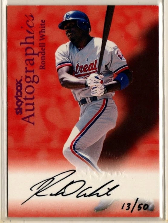 1999 Fleer Autographics 紫色棒球 Rondell 白色亲笔签名 EXPOS 13/50 — 第 1/1 张图片