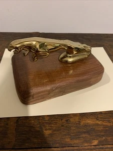 Vintage Wooden Mounted Gold Coloured Jaguar Mascot - Picture 1 of 5