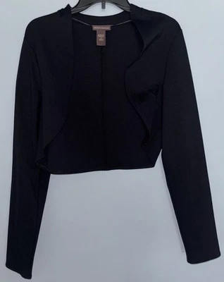 Chaqueta corta negra de camareros Bold Elements para mujer frente abierto sin botones talla grande Foto 1 de 3