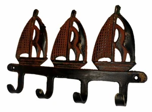 Boat Design Victorian Finish Handmade Brass Cup Towel Cloth Key Wall Hanger Hook - Bild 1 von 8