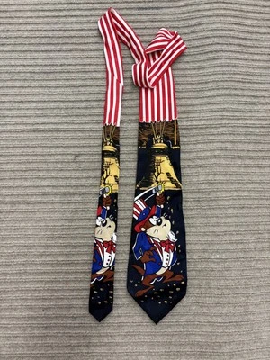 Corbata de colección Looney Tunes Mania para hombre Campana de la Libertad seda patriótica Taz años 90 EE. UU. Foto 1 de 4