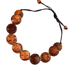 Bracciale Buddista Astamangala In Os Del Nepal Regolabile # 2867 - Picture 1 of 4