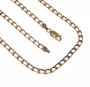 Gents/mens solid 9ct 9 carat yellow gold traditional 20" square curb link chain - Picture 1 of 9