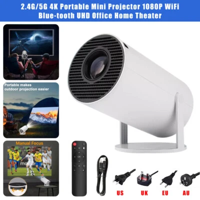 4K Portable Mini Projector 10000 Lumen LED 1080P WiFi Bluetooth UHD Home Theater - Image 1 of 4
