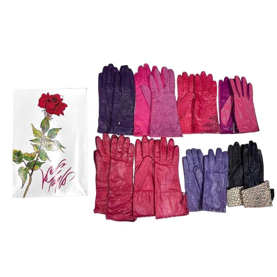 GUANTES de cuero italiano Alpo de colección cachemir para mujer 6,5/7,5 años 80 púrpura rosa rojo 8 PR Foto 1 de 4