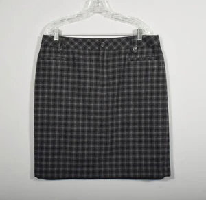 Falda Eddie Bauer Mezcla Lana Gris Negro Cuadros Corta Línea A Preppy Talla T14 - Imagen 1 de 3