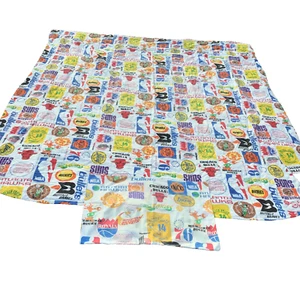 Vintage NBA Bed Sheet and Pillowcase 70's Basketball Team Sears Lakers Bulls - Picture 1 of 12